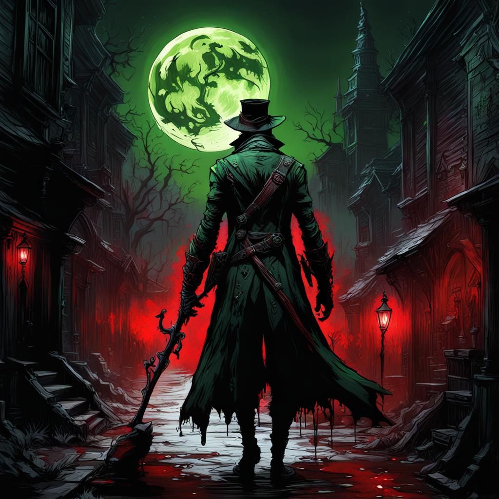 Dark Hunter in Bloodborne Style Graffiti Art