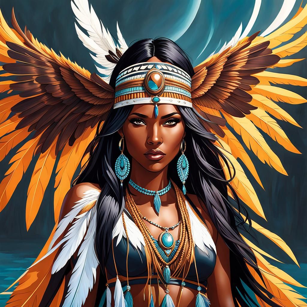 Native American Woman with Water Wings