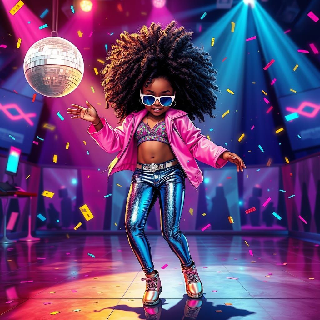 Vibrant Disco Queen in Shimmering Leggings