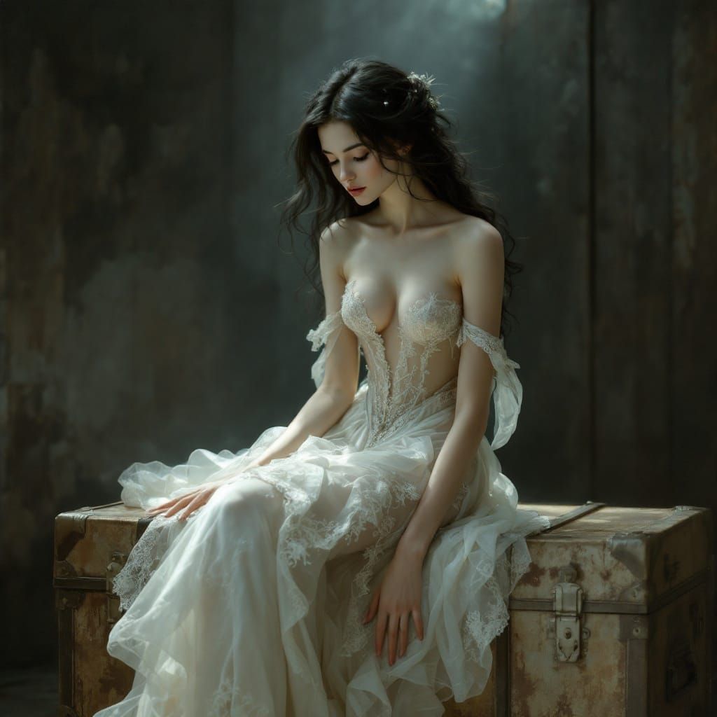 Ethereal Woman in Antique Elegance