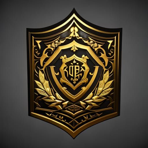 Gold Family Crest 'V' in Dark Fantasy Style