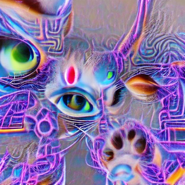 Surreal Cat with Third Eye Awakening