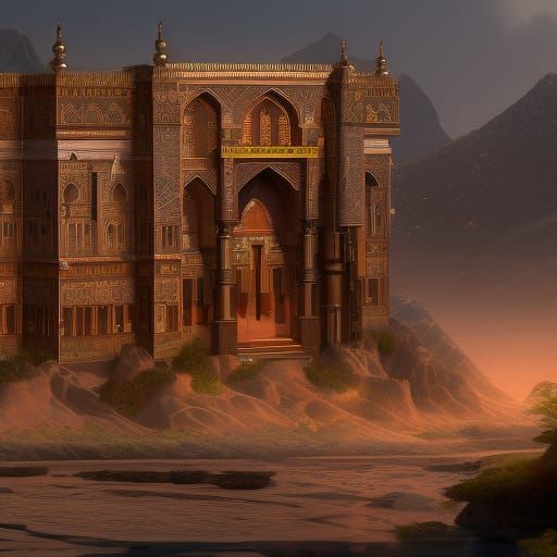 Islamic Podcast Art in Detailed Matte Painting Style