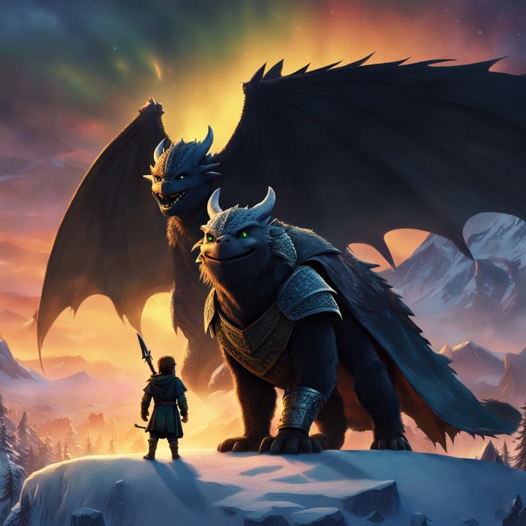 Viking Dragon Rider Friendship in Dreamworks Style