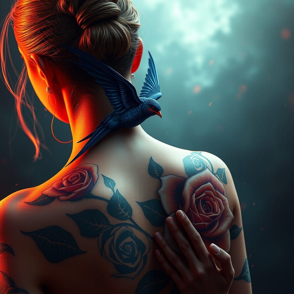 Ethereal Fantasy Tattoo in Vibrant Hues