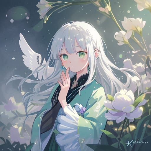 Ethereal Anime Heroine in Shimmering Costume