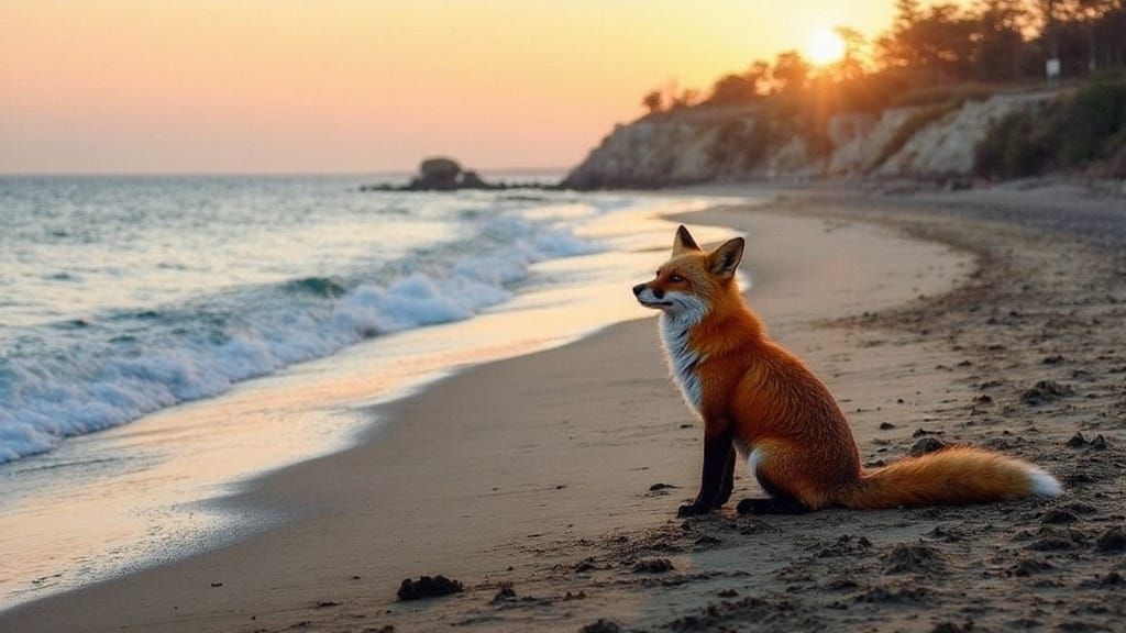 Zen Fox at Beach in Evening Light