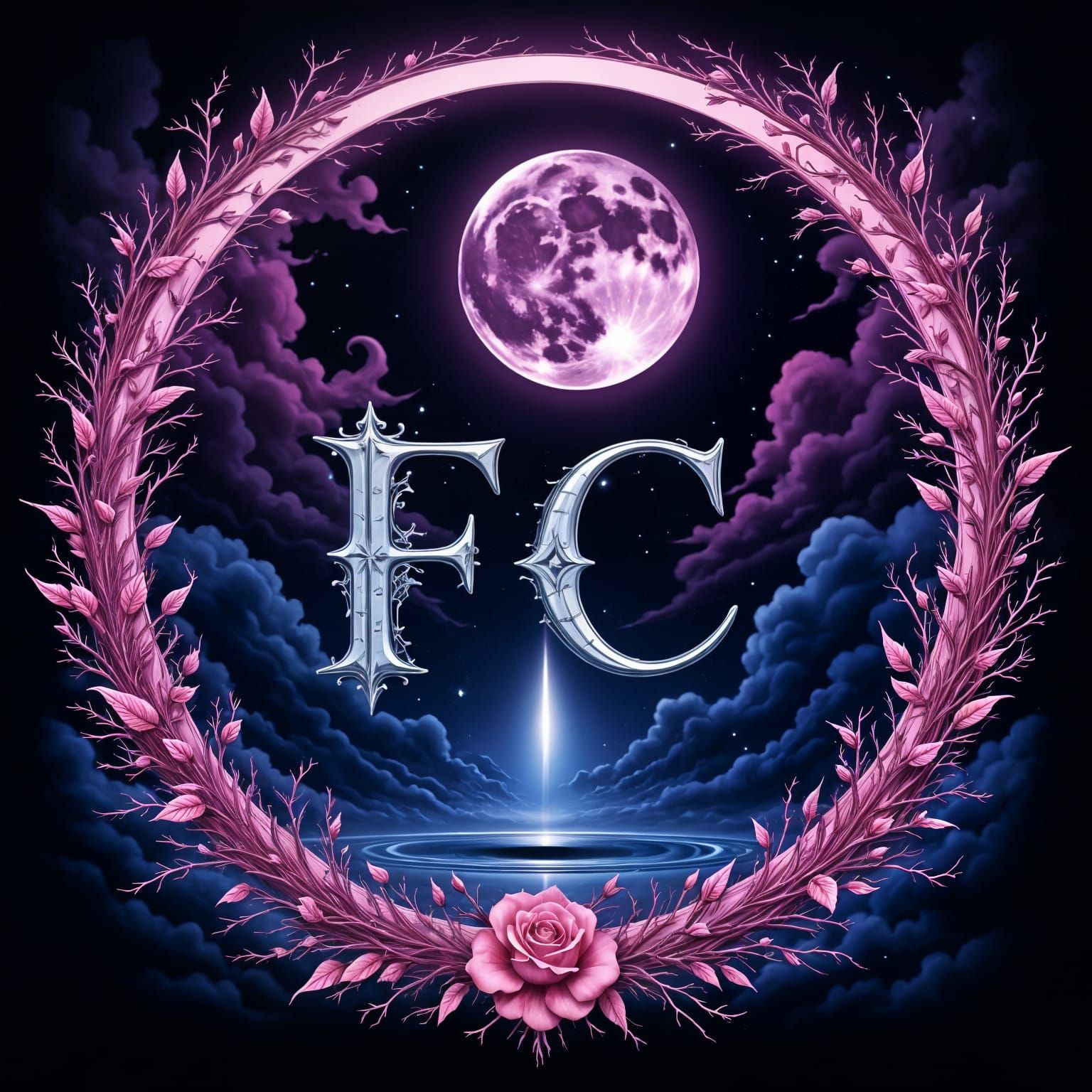 Lunar Eclipse with Circle and Letters