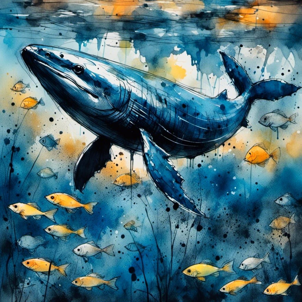 Whale in Charcoal and Ink Style