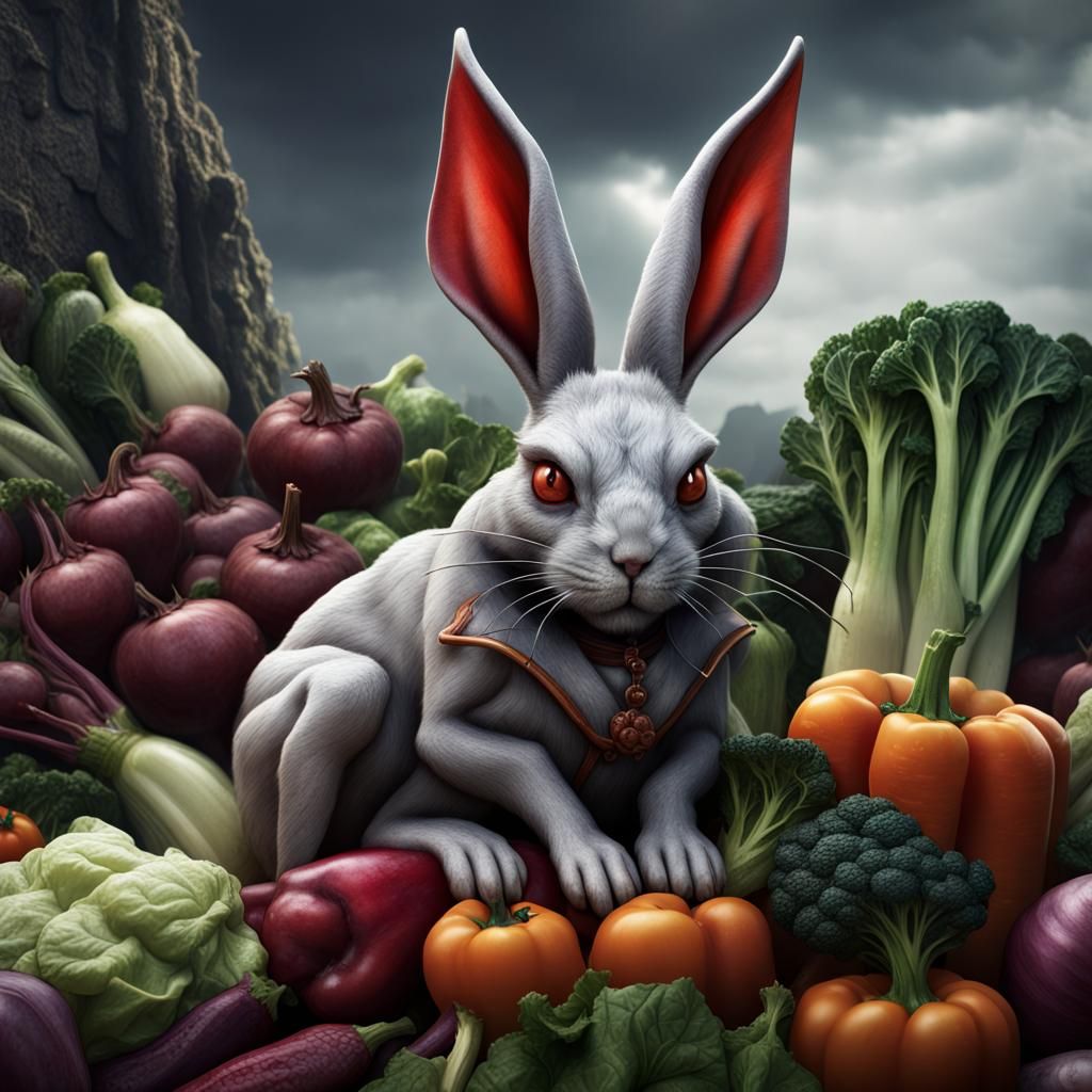 Vampire Rabbit on Colorless Vegetables: Matte Painting