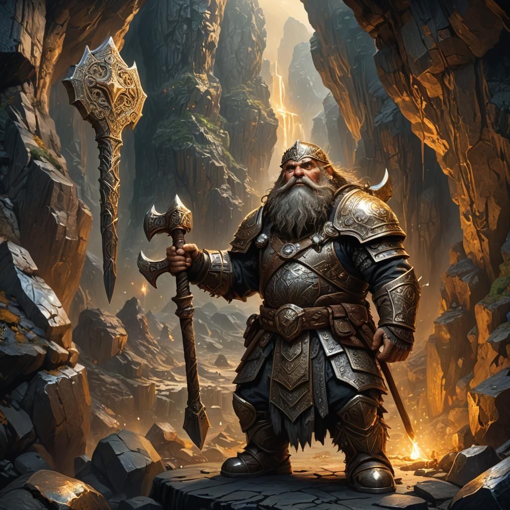 Proud Dwarf Guarding Mountain Hold: Fantasy Concept Art