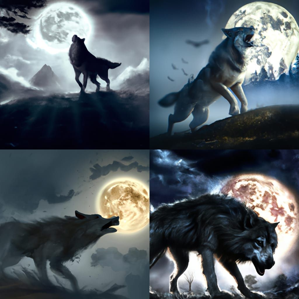 Werewolf Howling at Full Moon: Digital Matte Painting