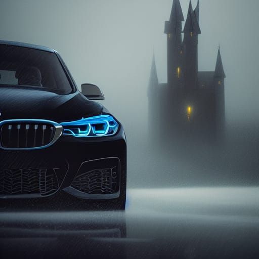BMW at Black Castle: Hyperdetailed Digital Art
