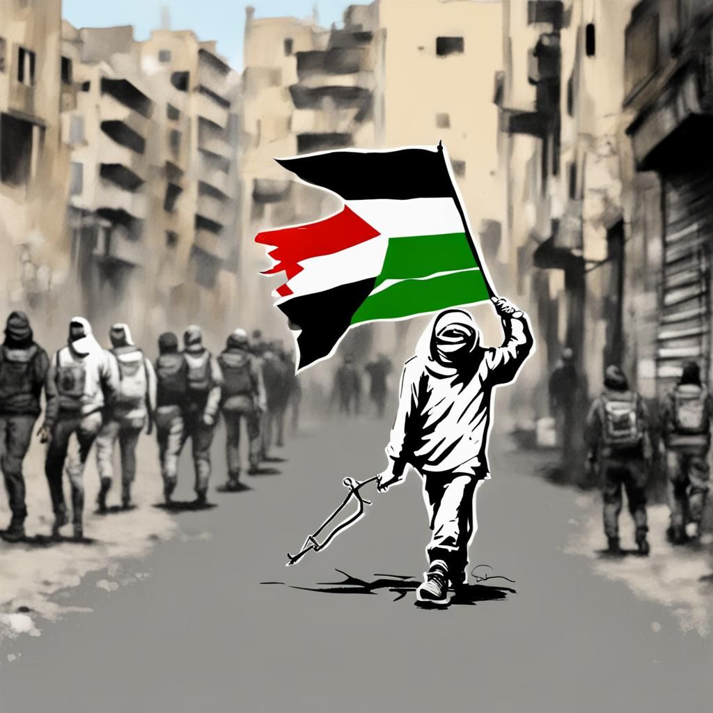Free Palestine: Banksy-Inspired Street Art