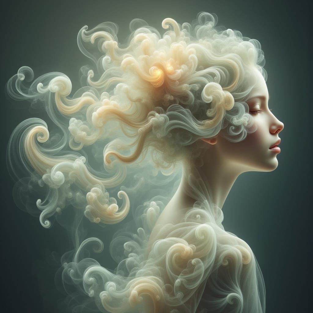 Ethereal Woman in Glowing Orb with Pastel Colors