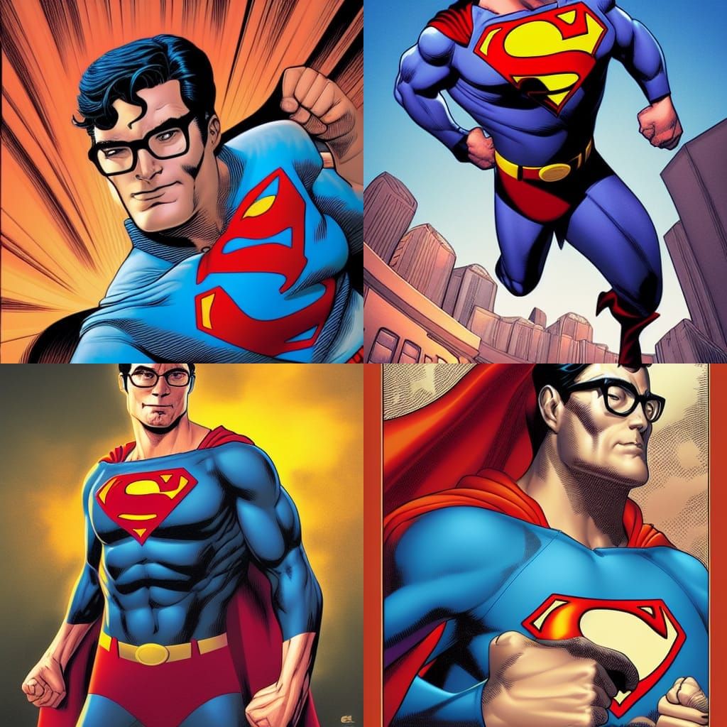 Superman as Clark Kent in Comic Book Art