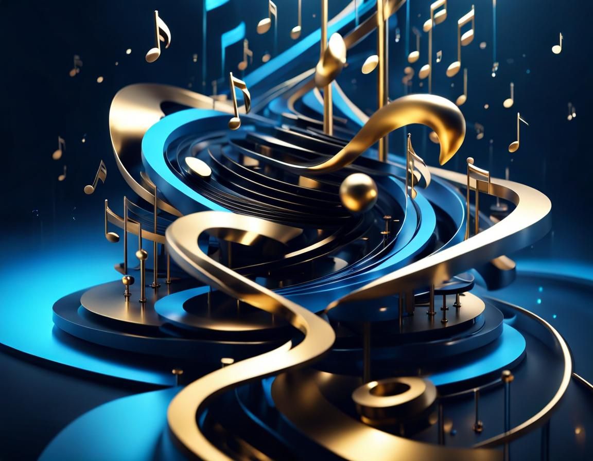 Music Flowing Through Night Sky in Digital Painting