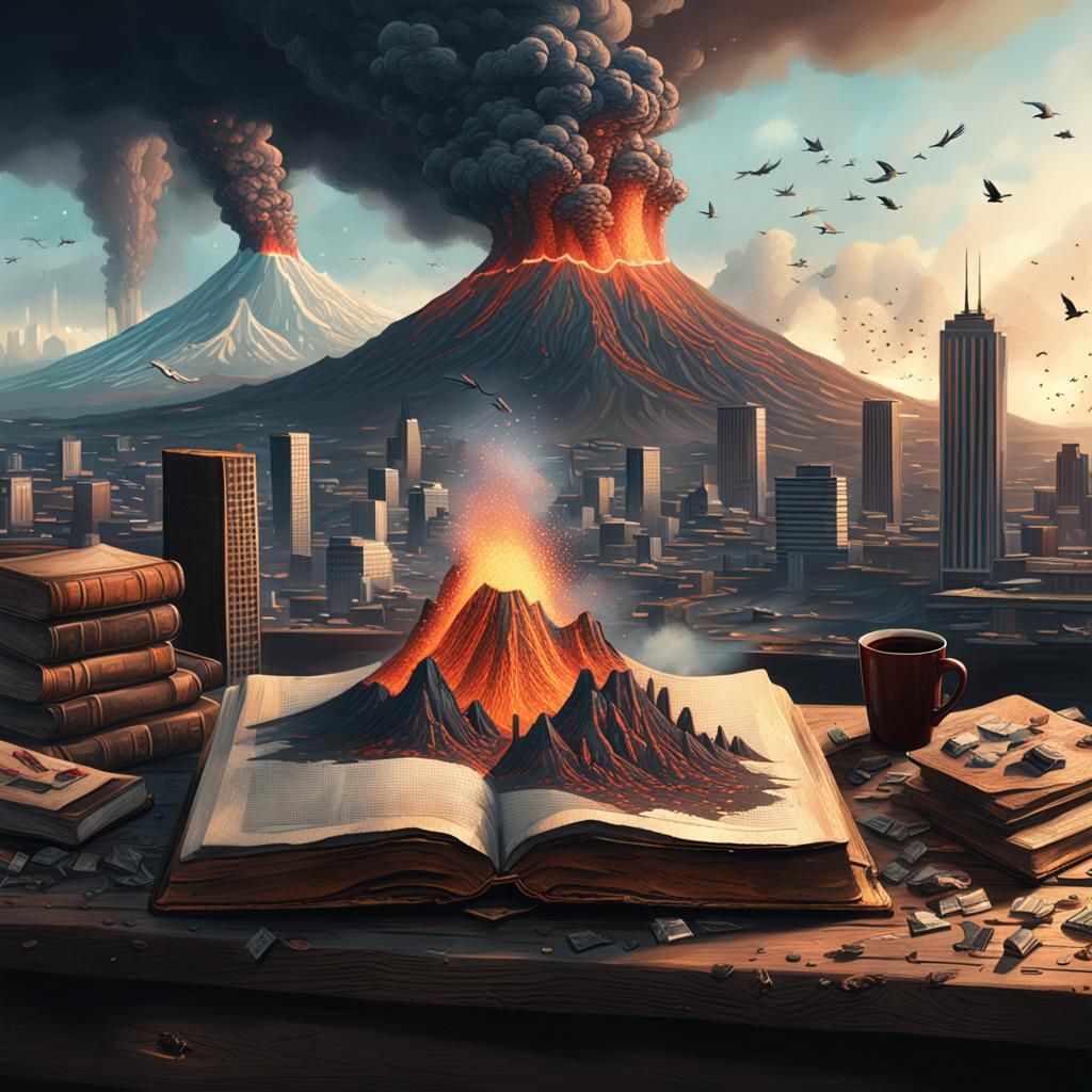 Old Book Reveals Apocalyptic Cityscape in Dark Fantasy Style