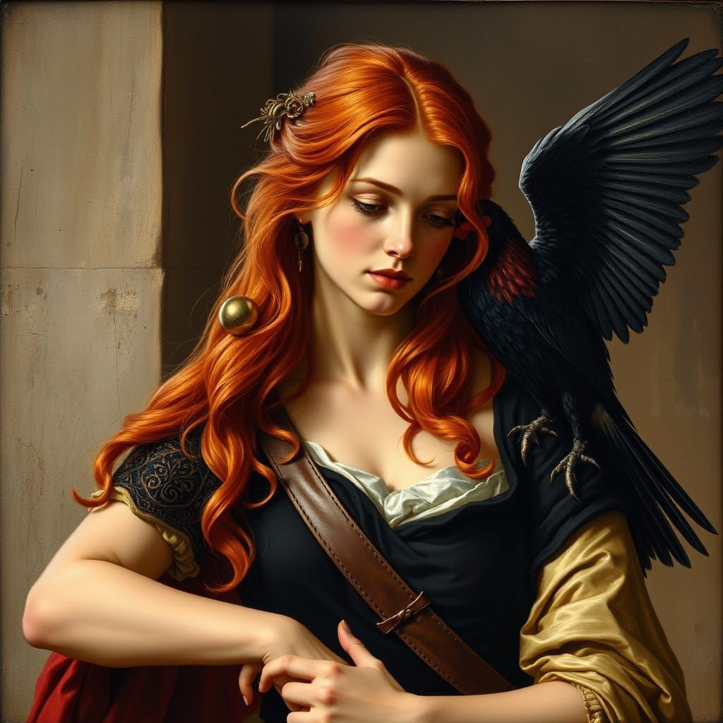 Warrior Woman in Ancient Rome: Caravaggio Style