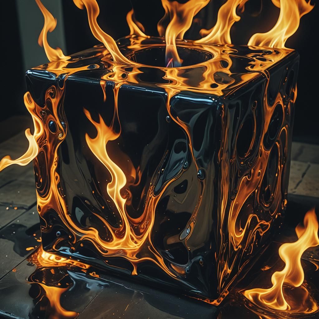 Surreal Cube of Flames and Darkness