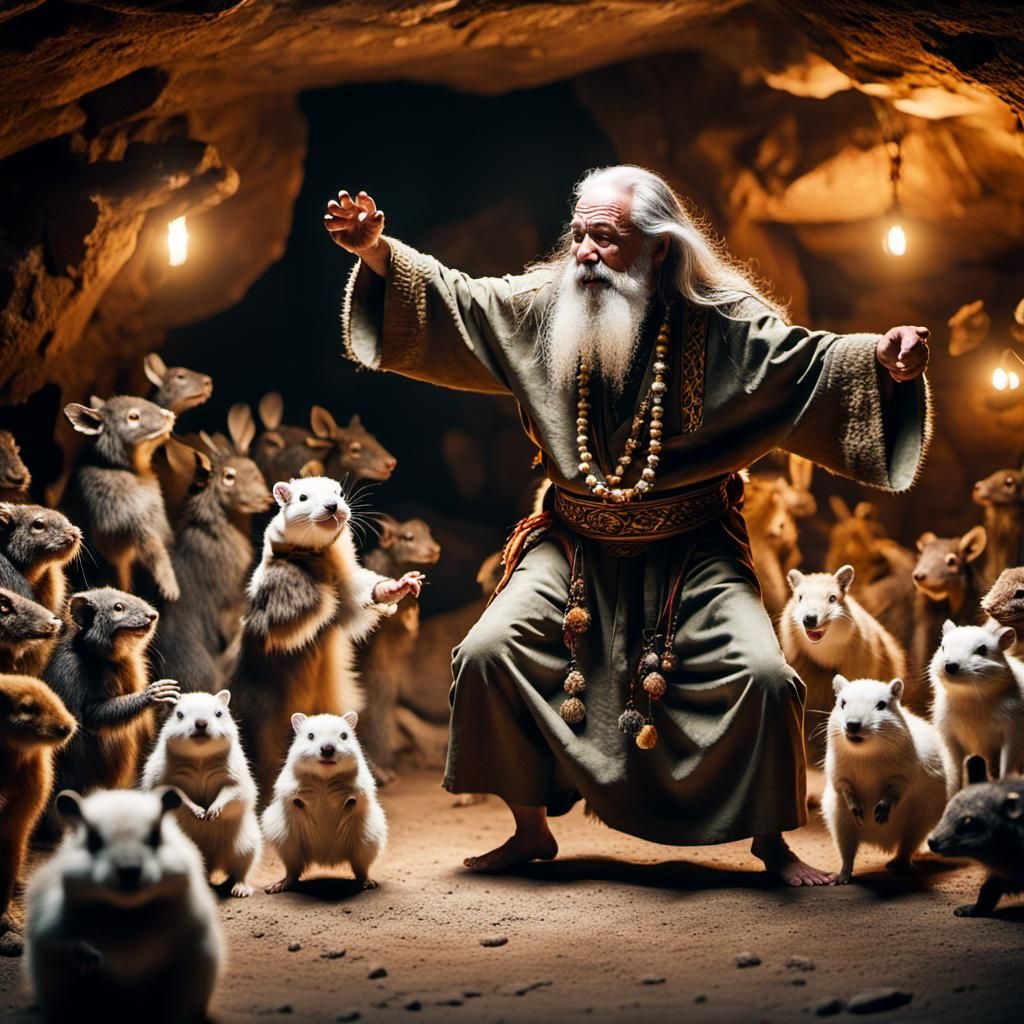 Several Species of Small Furry Animals Gathered Together in a Cave and Grooving with a Pict