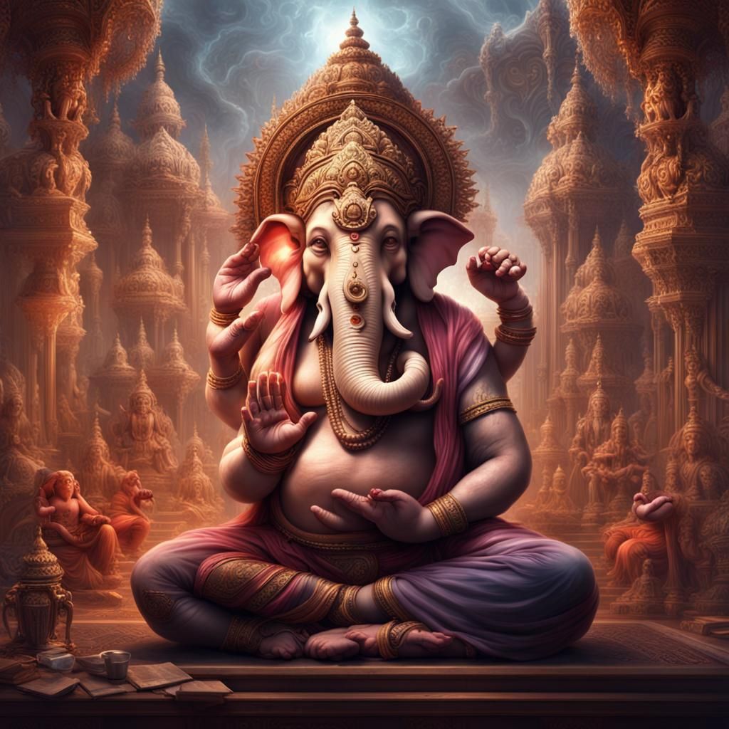 Ganesh and Gangaji in Epic Digital Painting