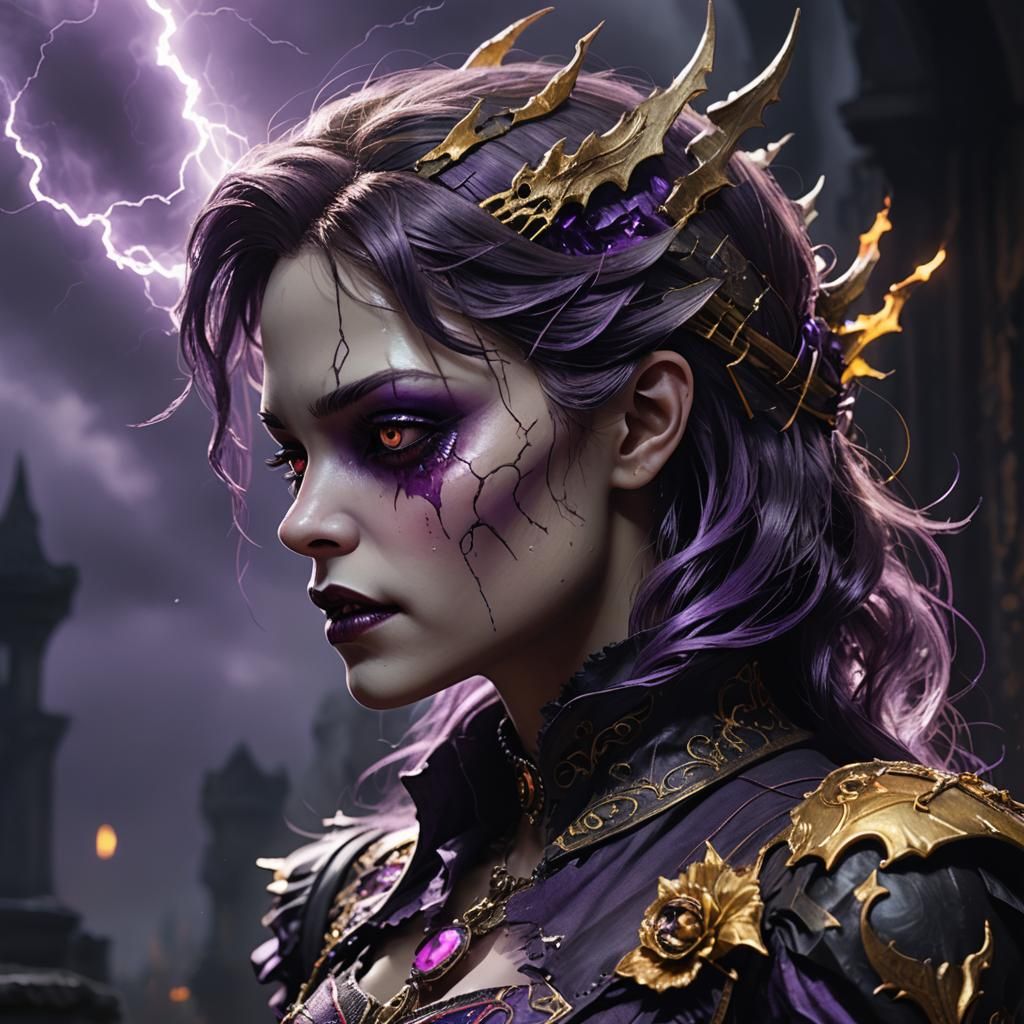 Dark Fantasy Broken Doll with Vampire Teeth