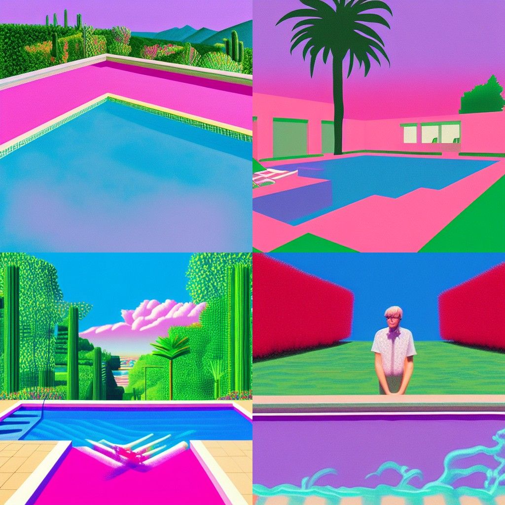 Vaporwave Album Art in David Hockney Style