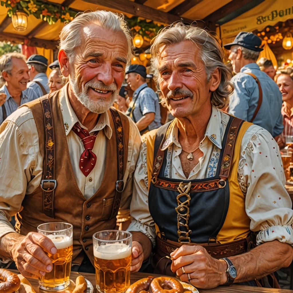 Bavarian Man Enjoying Beer in Golden Light