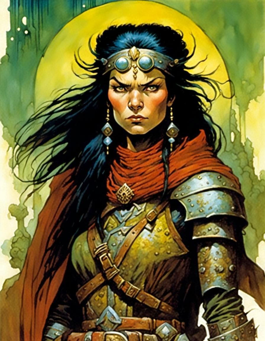 Teen Warrior Princess on Battlefield, Dynamic Portrait