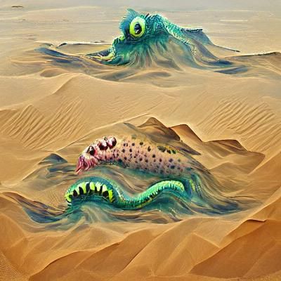 Surreal Desert Landscape with Sea Monster Skeleton