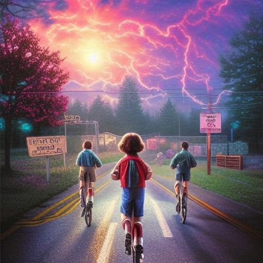 Ethereal Stranger Things Scene in Fantasy Style