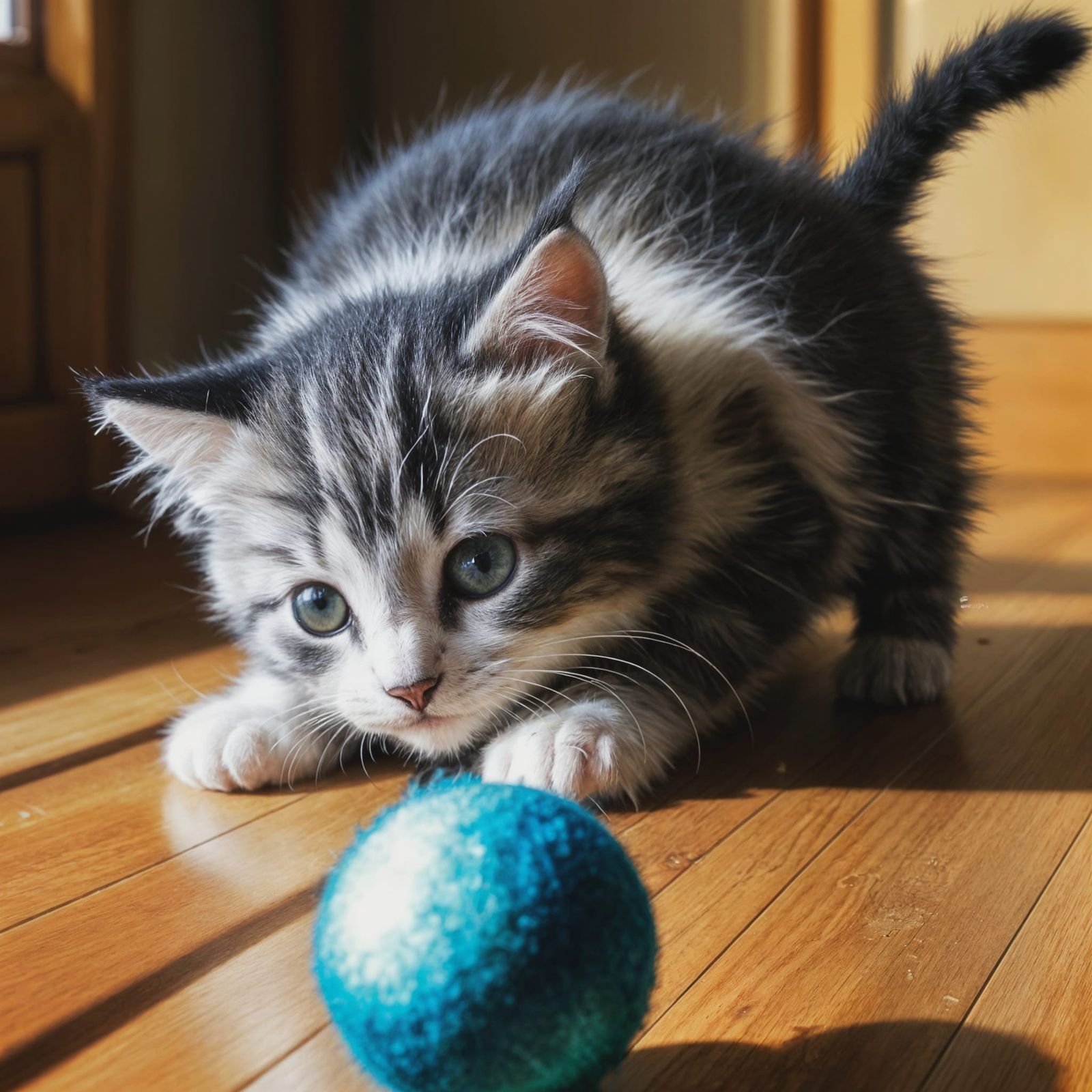 Funny Photo Realism Kitten Caught in Mischief