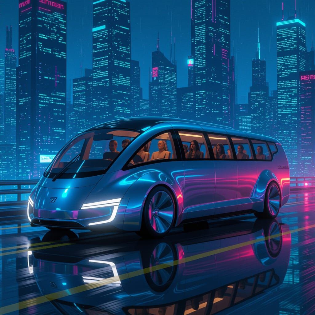 Futuristic Eel-Bus Hybrid in Metallic Hues