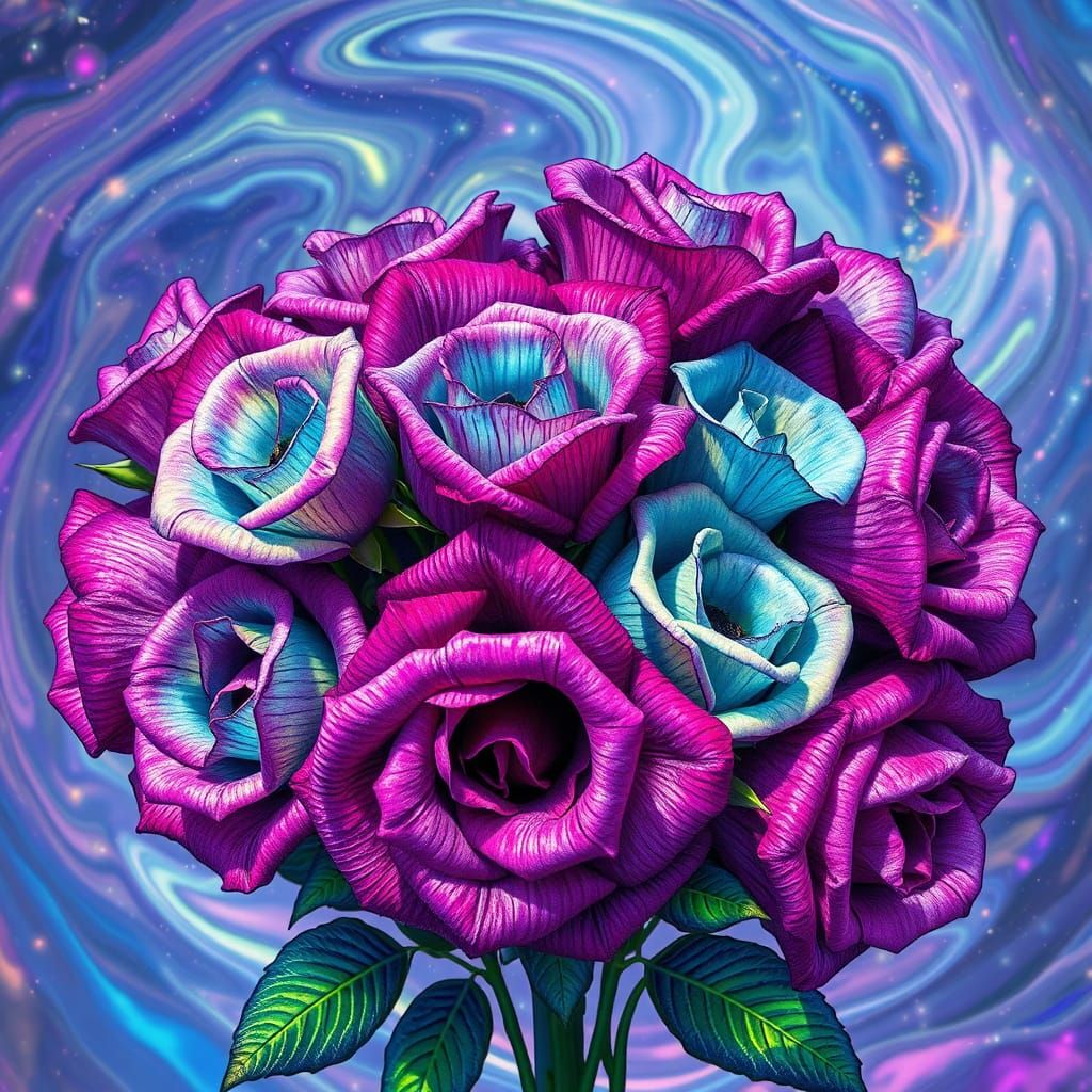 Cosmic Roses in Iridescent Bloom