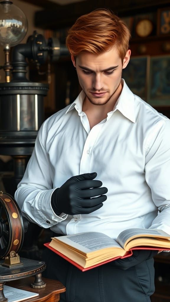 Steampunk Doctor Studies Medical Texts in Victorian Era Stud...