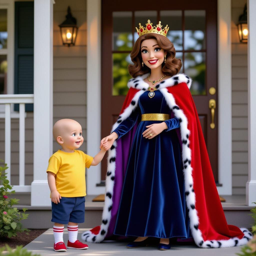 Queen Doris and Caillou in Royal Attire