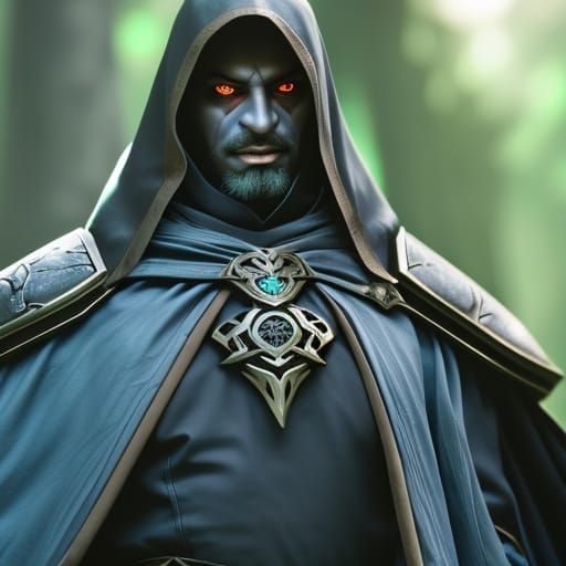 A male drow warlock in the forest