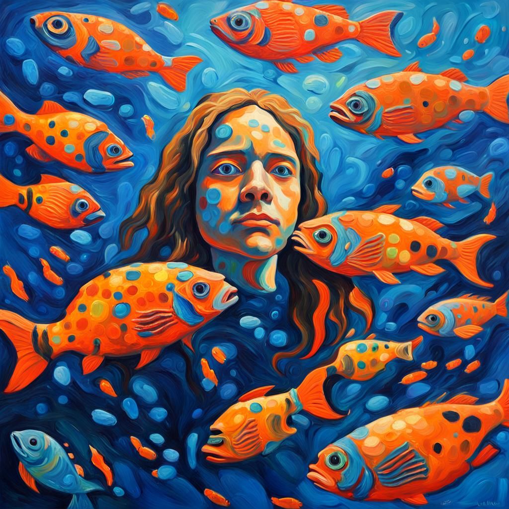 Underwater Clyptic Creature in Fauvist Oil Painting