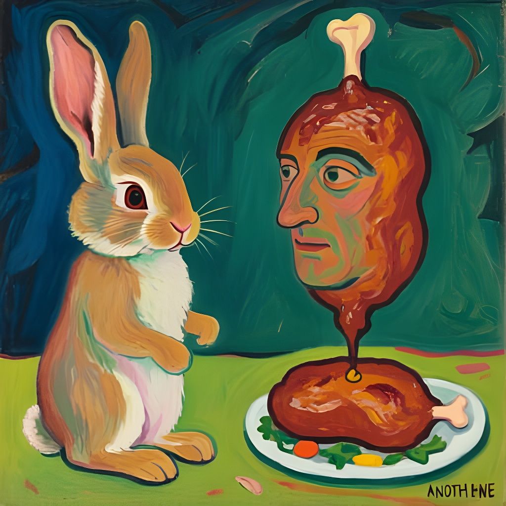 Rabbit's Surreal Encounter: Expressionist Roast