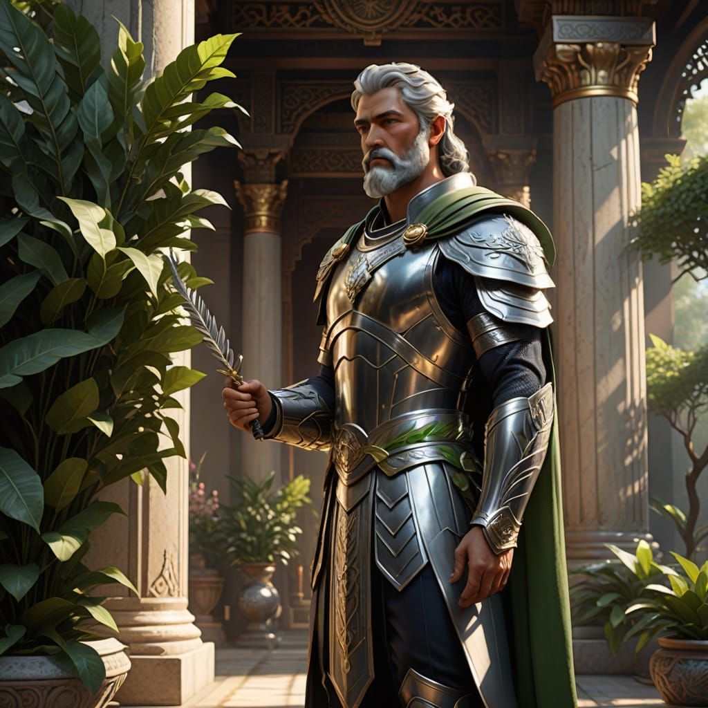 Serene Hygion, Olympian God of Purification, in a Meticulous...