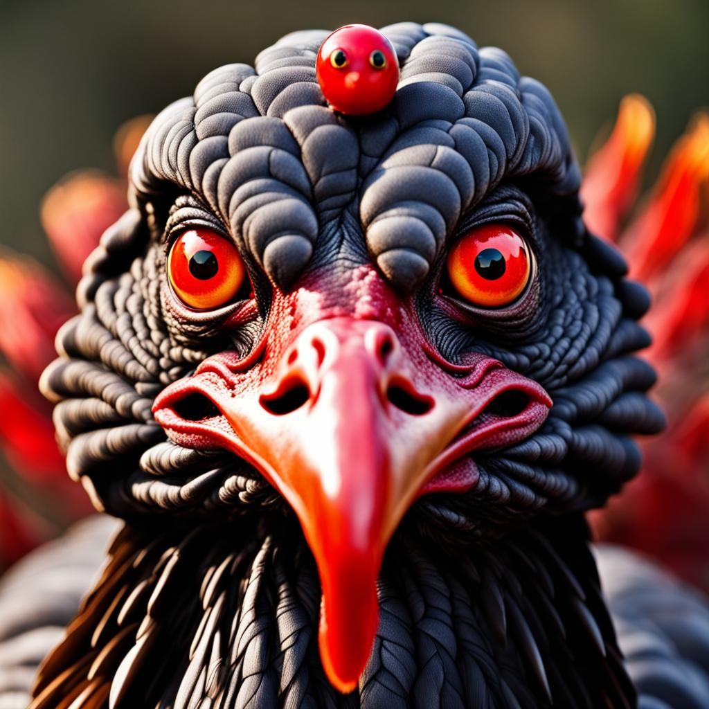 Evil Turkey with Fiery Eyes