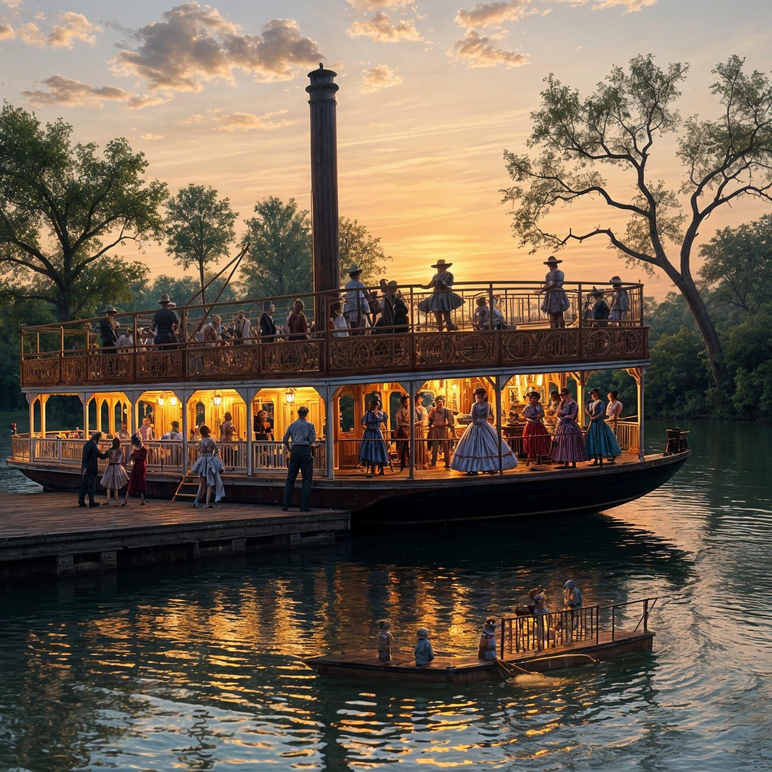 Riverboat Musical at Sunset on the Mississippi
