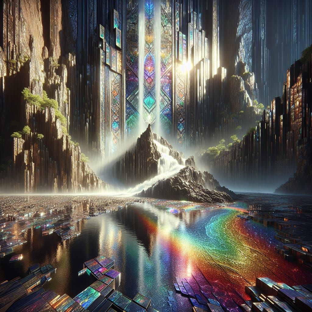 Epic Bismuth Cliff with Prismatic Rainbows