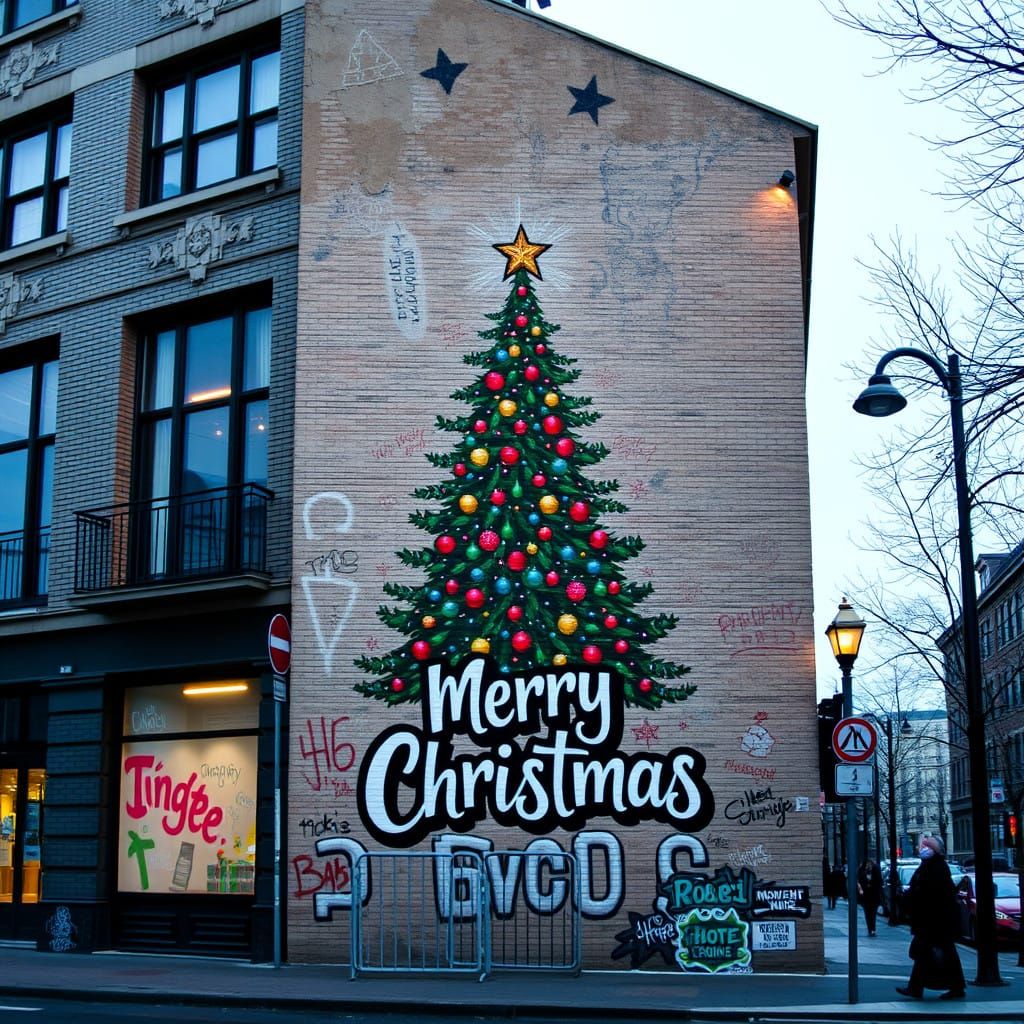 Street Art Christmas Cityscape