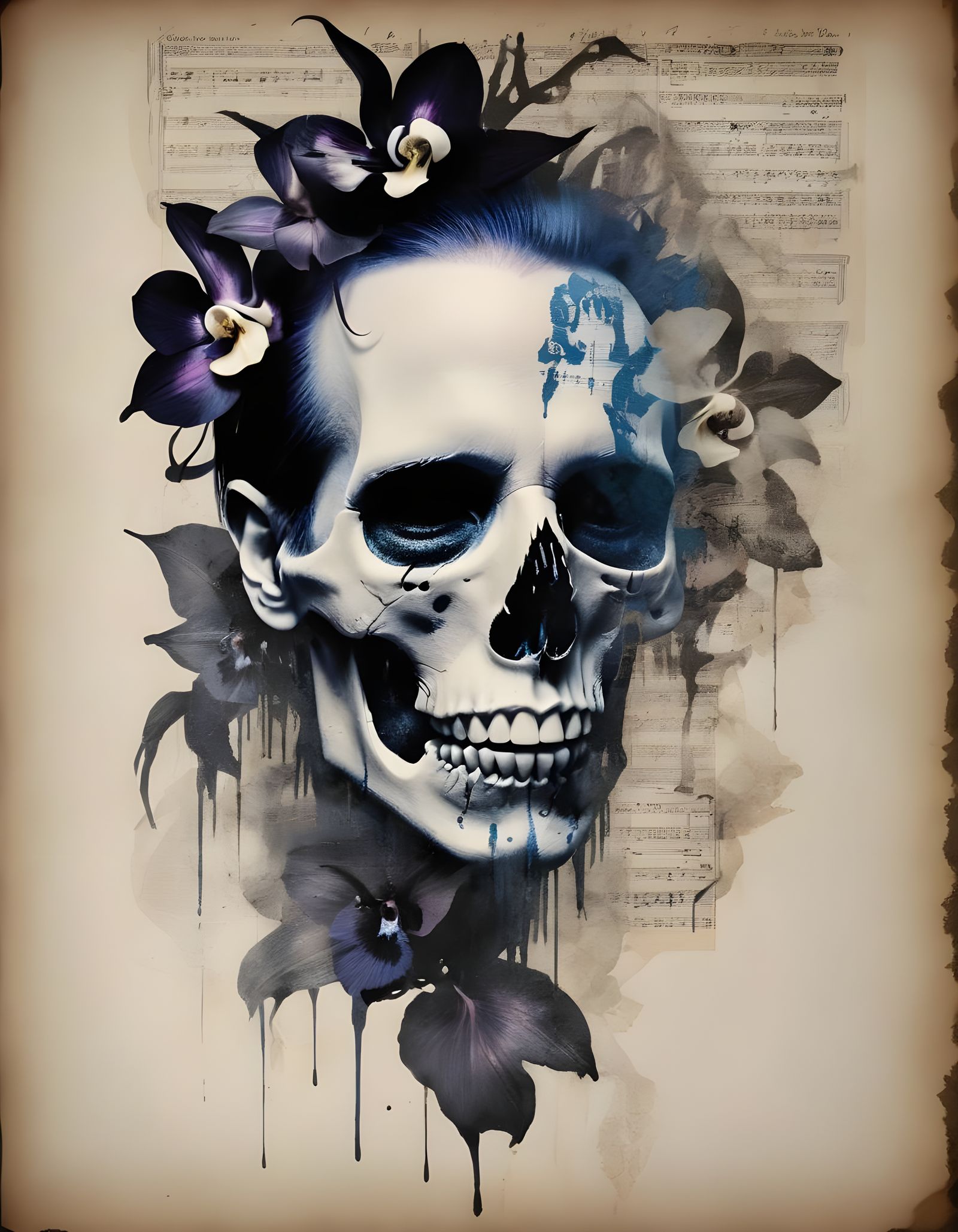 Marilyn Manson Skull Portrait in Gothic Style