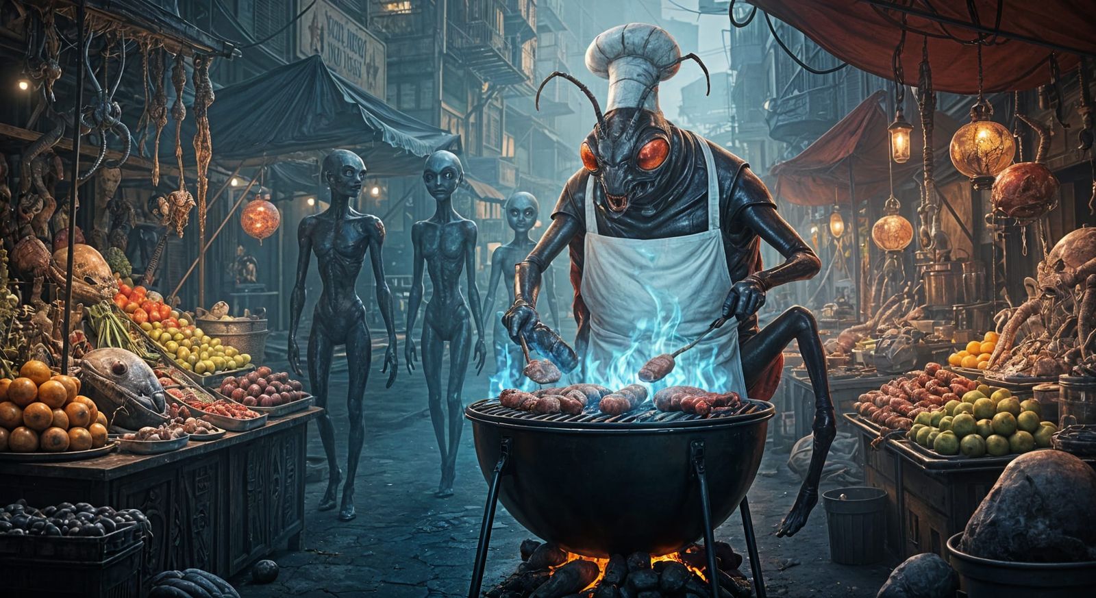 Alien Bug Chef BBQ on Mars: A Cinematic Portrait