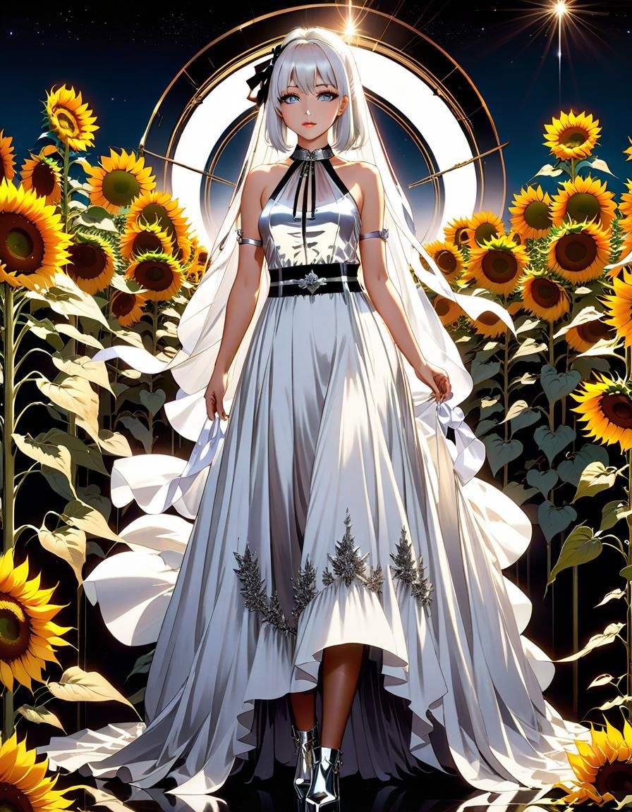 Harvest Sunflowers with Gothic Anime Dress