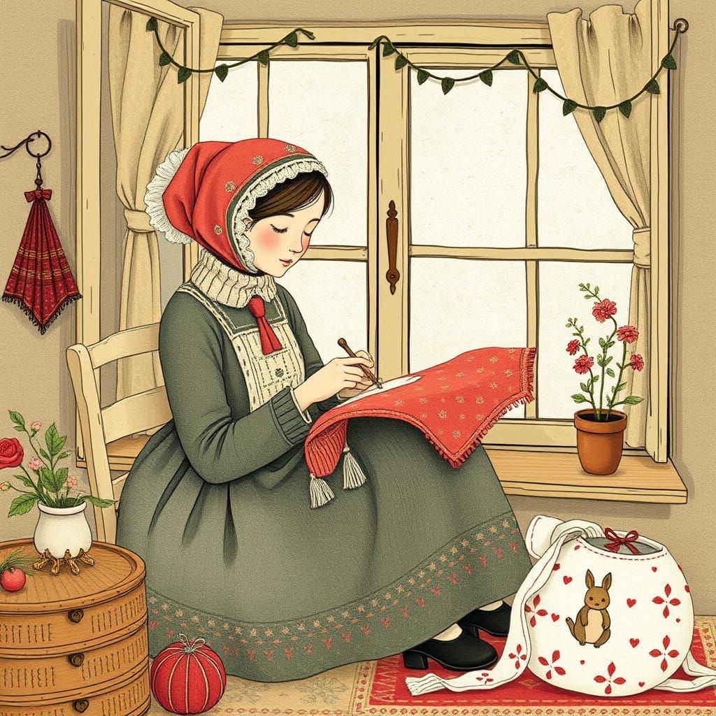 Cozy Embroidery in Folk Art Style