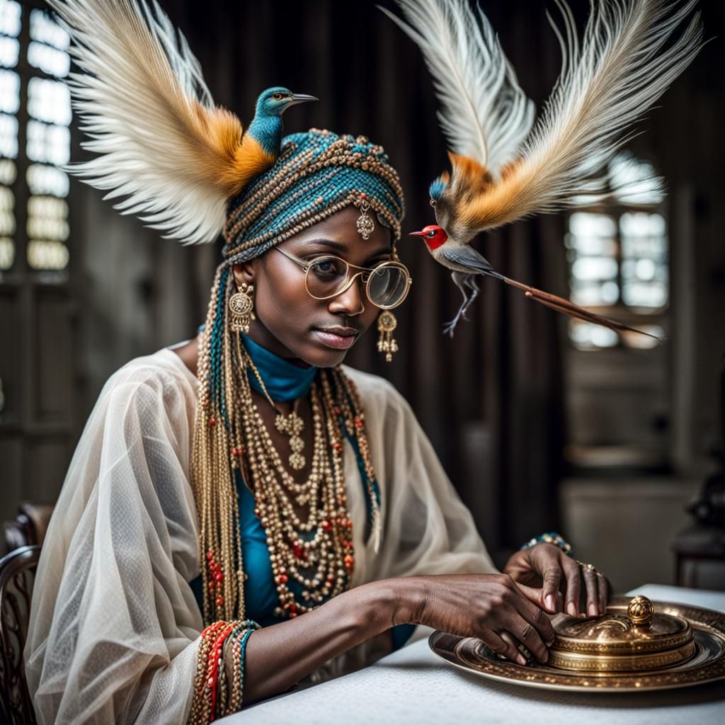 Surreal Alien Restaurant Celebration: Masterpiece Photograph...